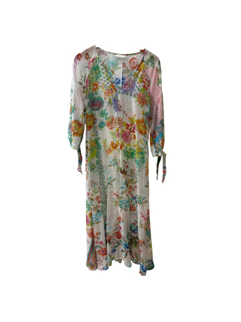 Johnny Was Boho Floral Dreamer Cotton Silk Maxi Dress Dress with Slip, Size XS